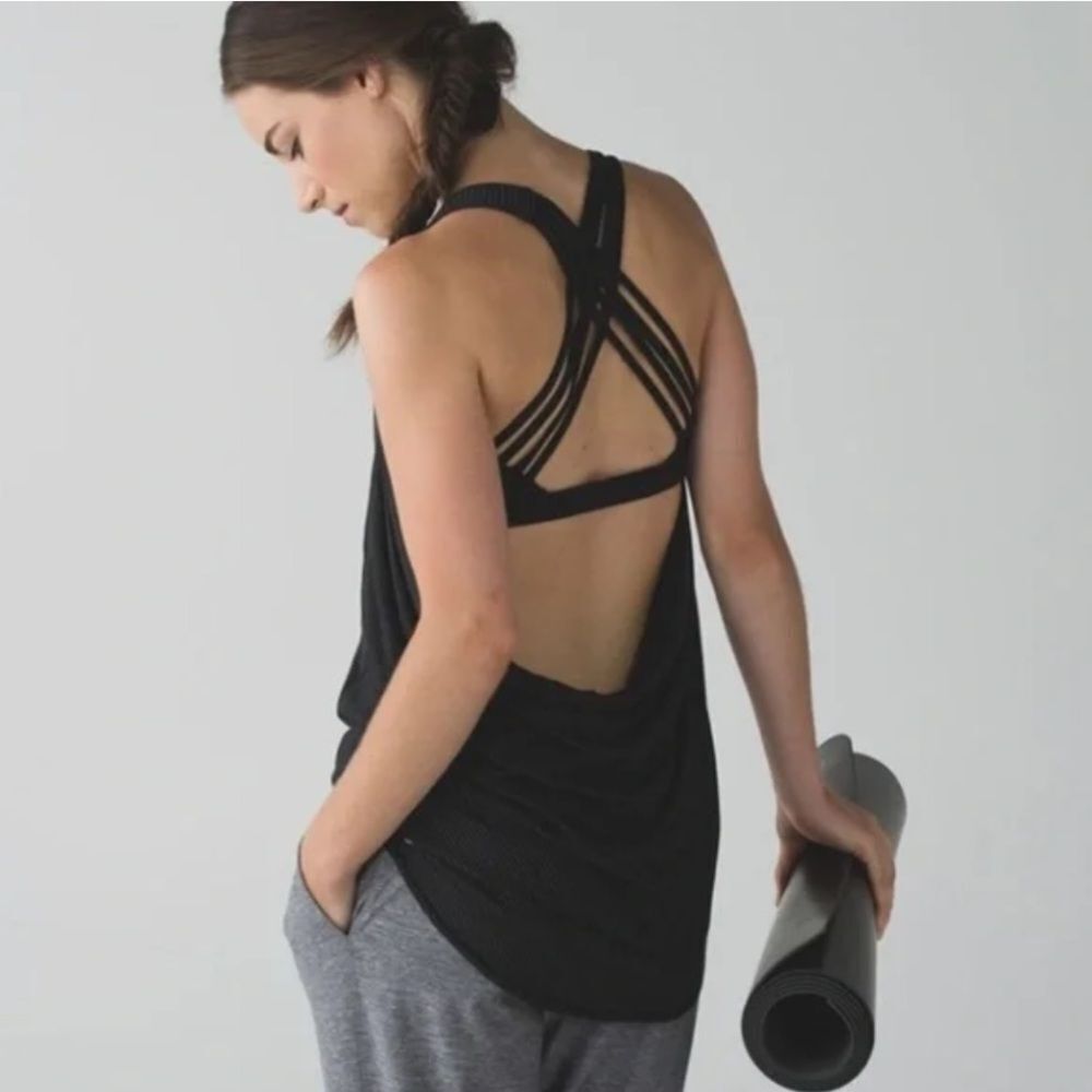 2/$30 LULULEMON Free to be Wild Tank 2 in 1 Bra Open Back Heathered Gray
